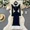 Doll Collar Ruffled Fishtail Knitted Dress