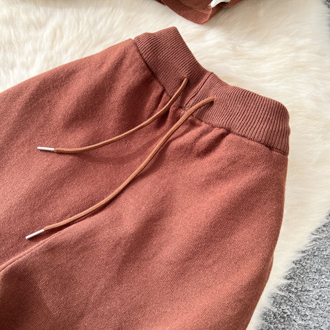 Faux Two-pieces Cardigan & Trousers 2Pcs