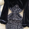 Sequined Black Lace-up Halter Dress