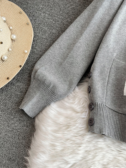 V-neck Cardigan&Drawstring Trousers 2Pcs