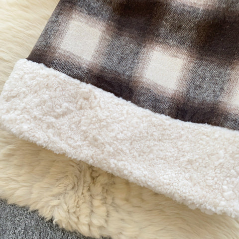 Cutie Bear Hoodie & Plaid Skirt 2Pcs