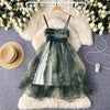 Fairy Floral Mesh Lace-up Dress