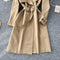 Casual Lapeled Lace-up Trench Coat