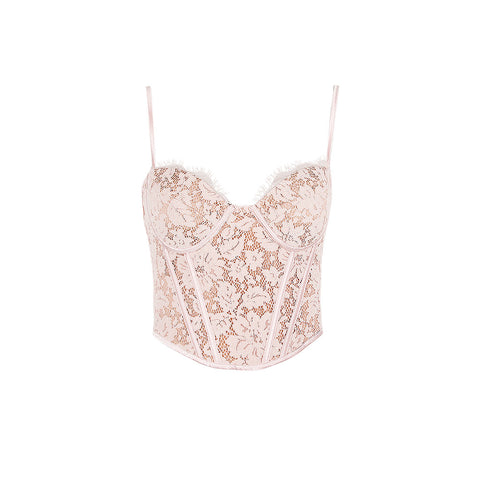 Floral Embroidered Lace Fishbone Top