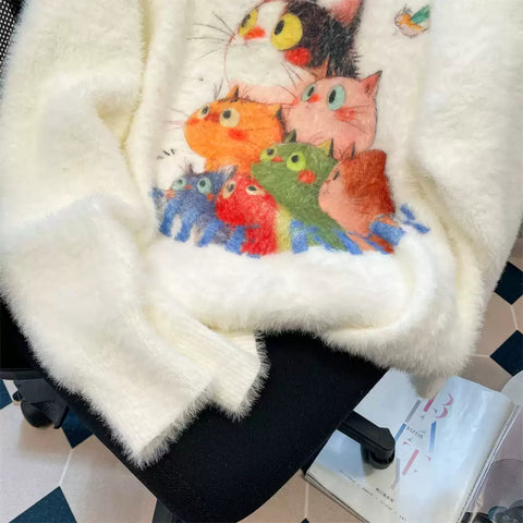 Japanese Style Cartoon Embroidered Sweater