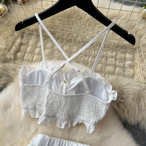 White Camisole&Draped Skirt 2Pcs