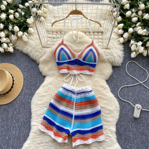 Halter Camisole&Shorts Knitted 2Pcs