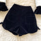 Doll-collar Cardigan&Velvet Shorts 2Pcs