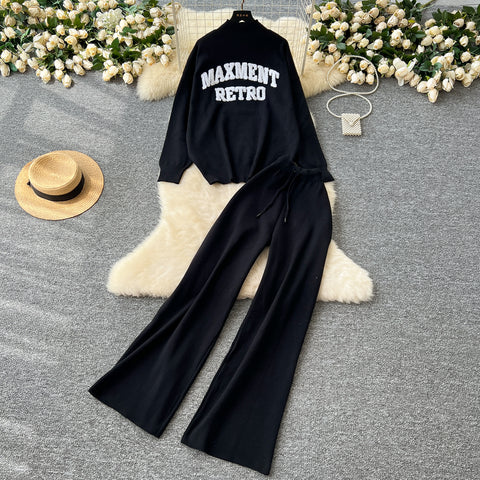 Monogrammed Sweater&Trousers Casual 2Pcs