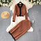 Cardigan&High-waist Skirt Color Blocking 2Pcs