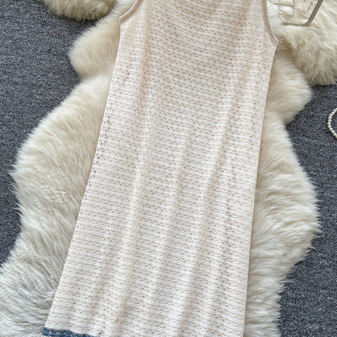 Bohemian Style Hollowed Fringed Slip Dress