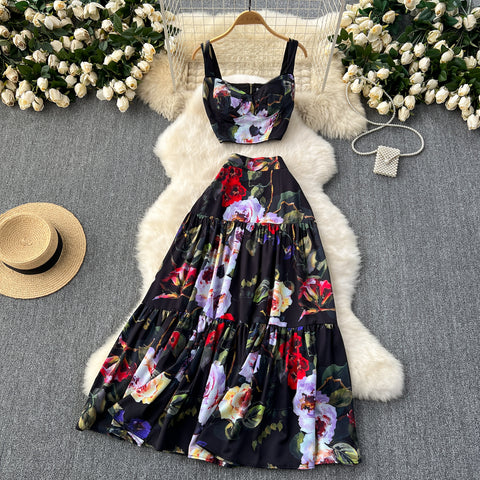 Camisole&Pleated Skirt Floral 2Pcs