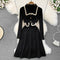 Vintage Lapeled Beaded Knitted Dress