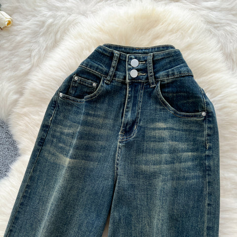 Korean Style High-waist Denim Trousers