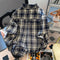 Vintage Embroidered Loose Plaid Shirt