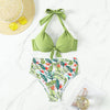 Solid Color Printed Swimsuit Beach Bikini