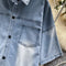 Polo Collar Distressed Denim Shirt Dress