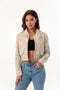 Zipped Lapeled PU Short Jacket