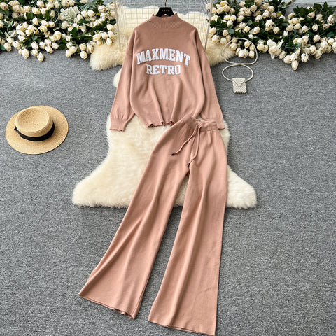 Monogrammed Sweater&Trousers Casual 2Pcs
