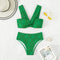 Split Solid Color Triangle Bikini Swimsuit