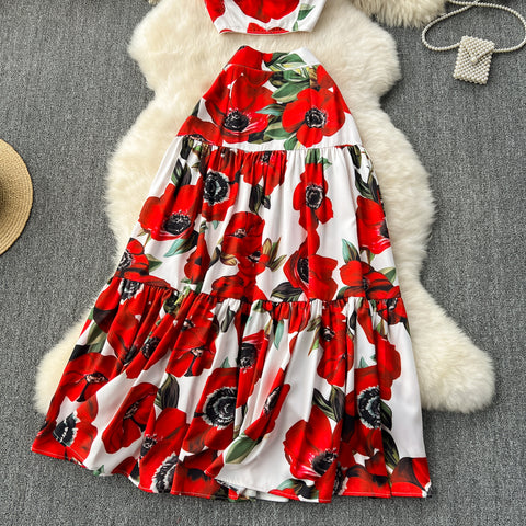 Camisole&Pleated Skirt Floral 2Pcs