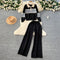 Zipped Sweatshirt & Wide-leg Trousers 2Pcs