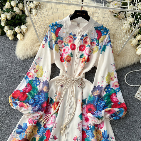 Courtly Floral Printed Shirt Dress