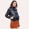 Stand Collar Zipped Quilted Cotton Jacket