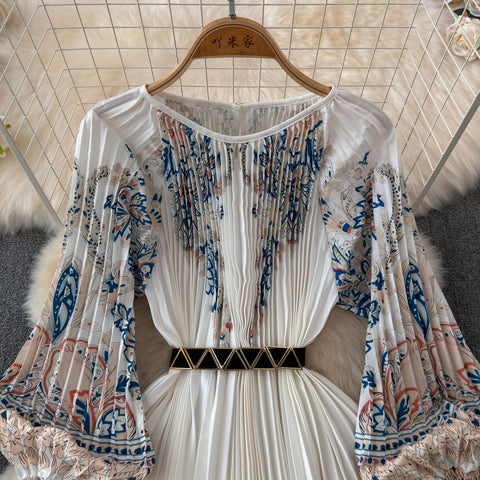 Courtly Floral Printed A-line Dress
