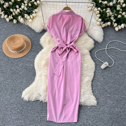 Slim-fit Pleated Shirt Dress