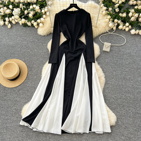 Black&White Patchwork Elegant Dress