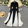 Black & White Patchwork Ruffled Dress