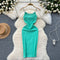 Rhinestone Studded Knitted Slip Dress