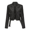 Chic Slim-fit PU Jacket with Buckled Belt