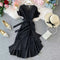 Vintage Asymmetric Ruffled Fishtail Dress