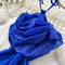 3d Floral Dark Blue Halter Jumpsuit