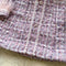 V-neck Pink Plaid Tweed Dress