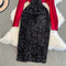 Elegant Sequined Black Velvet Dress