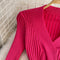 Cross V-neck Solid Color Knitwear