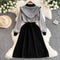 Casual Patchwork Hooded Black Dress