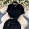 Niche Round Collar Black Knitted Dress