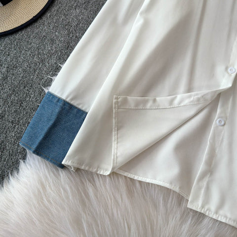 Denim Patchwork Shirt & Knitted Vest