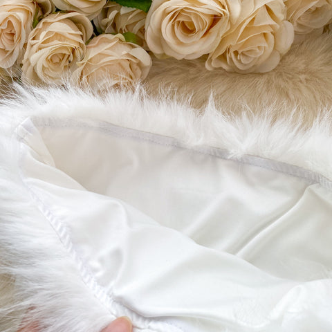 Tube Top&Skirt White Furry 2Pcs