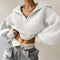 Lapeled V-neck Solid Color Knitwear