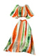 Loose Top&Skirt Colorful Striped 2Pcs