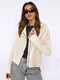 Stand Collar Patchwork Hooded Cardigan