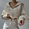 Lapeled V-neck Solid Color Knitwear