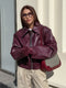 Vintage Matte Wine Red PU Jacket