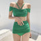 Pleated Hanging Neck Halter Swimsuit