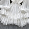 Courtly Lace-up Ruffled White Dress